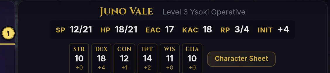 Spacewright adds Stamina, two armor classes (EAC and KAC) and Resolve.
