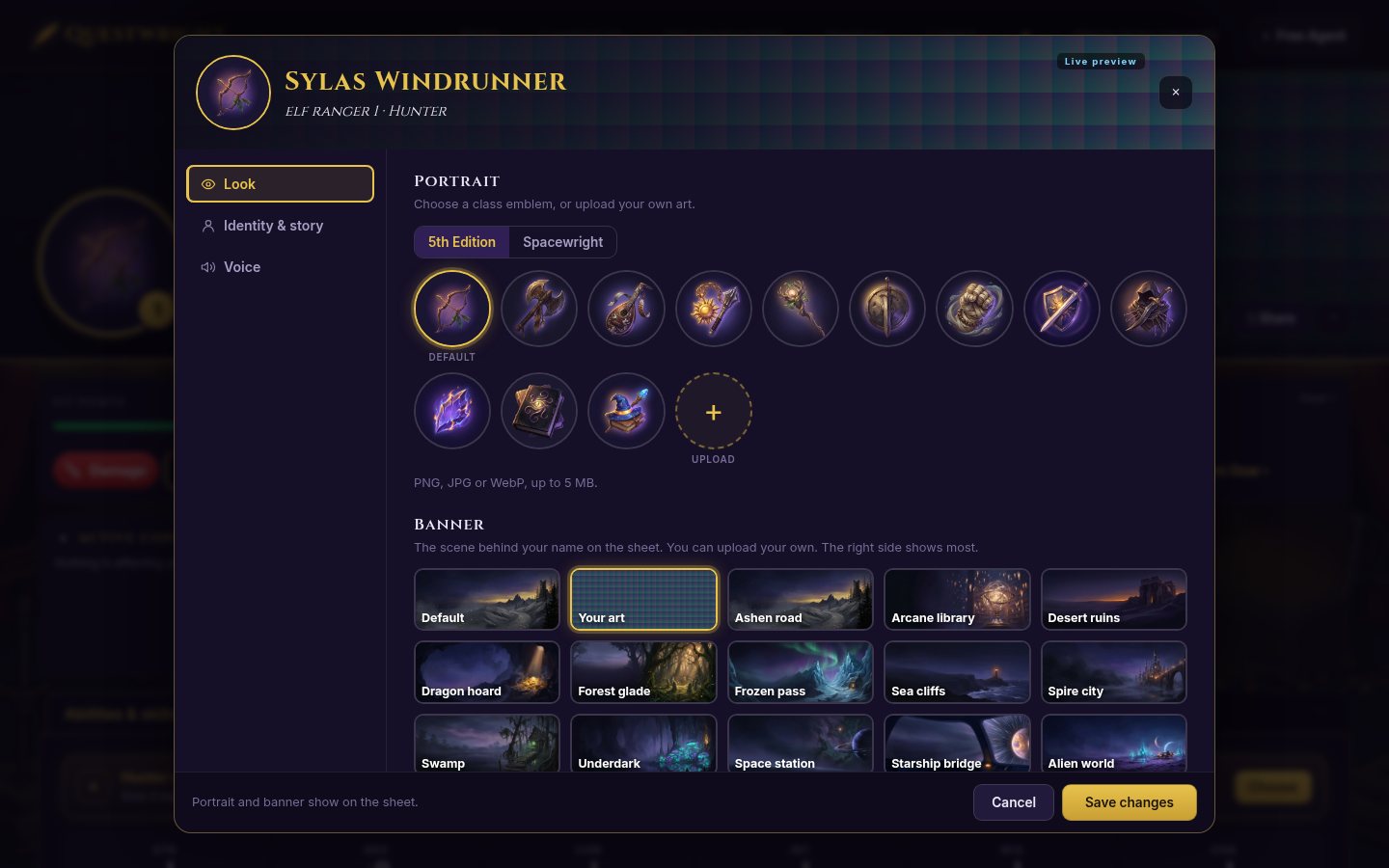 Upload your own portrait and banner.